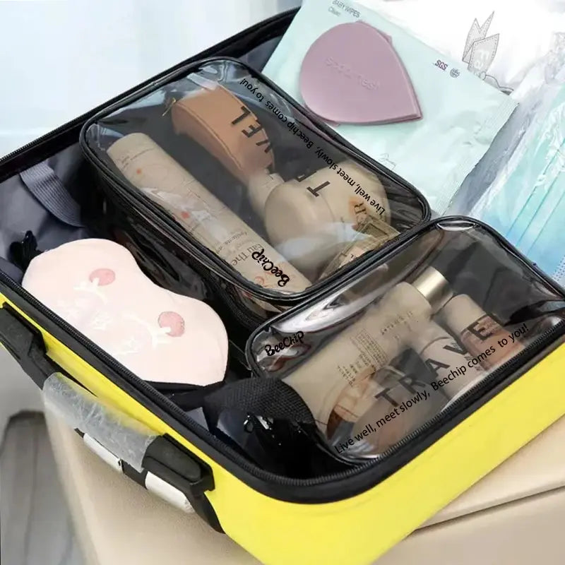 Clear PVC Makeup Bag | Travel Cosmetic Organizer Case