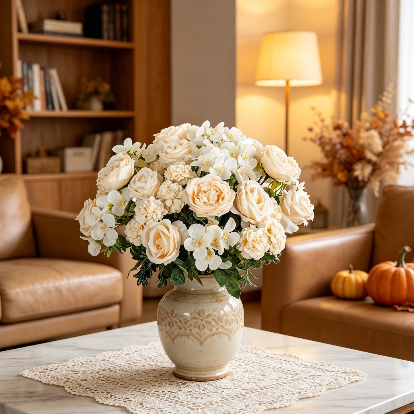 Artificial Silk Peony Rose Hydrangea Bouquet | Home Decor