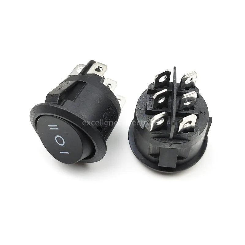 5PCS KCD1-206 23mm Round Rocker Switches 3 Position 6 PIN ON-OFF-ON Rocker Switch 10A 125VAC Peaceful Pleasures Health and Wellness