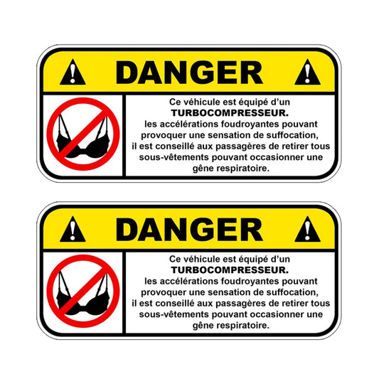 2Packs 12cmX5,5cm Danger Turbo Soutien Gorge Jdm Fun Autocollant Sticker Peaceful Pleasures Health and Wellness Default Title
