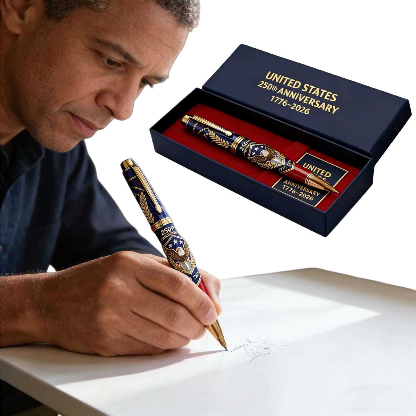 1-3PCS USA 250th Anniversary Souvenir Ballpoint Pen With Gift Box Limited Commemorative Writing Tool For Collectors 1776-2026 Peaceful Pleasures Health and Wellness