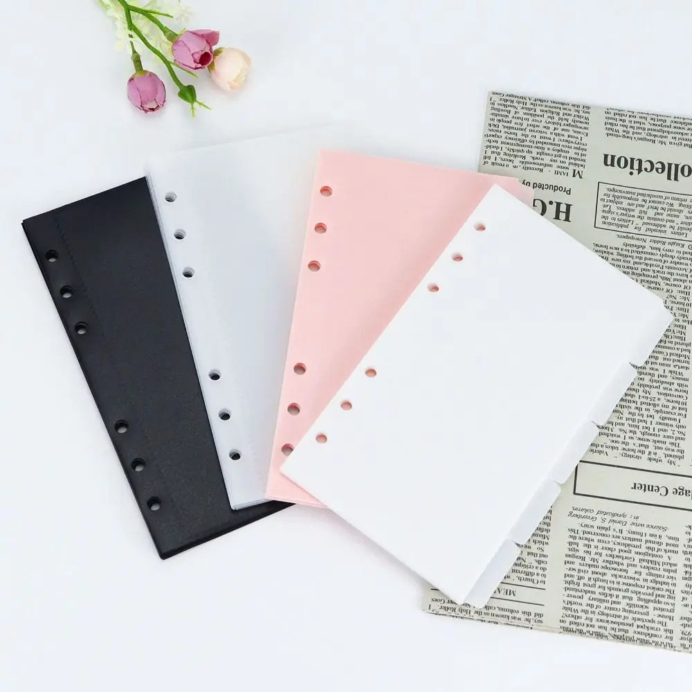 5pcs A6/A7 Binder Folders Inner Page 6 Hole Colorful Idol Photo Card Holder Budget Sheet PP Loose Leaf Inside Paper Peaceful Pleasures Health and Wellness