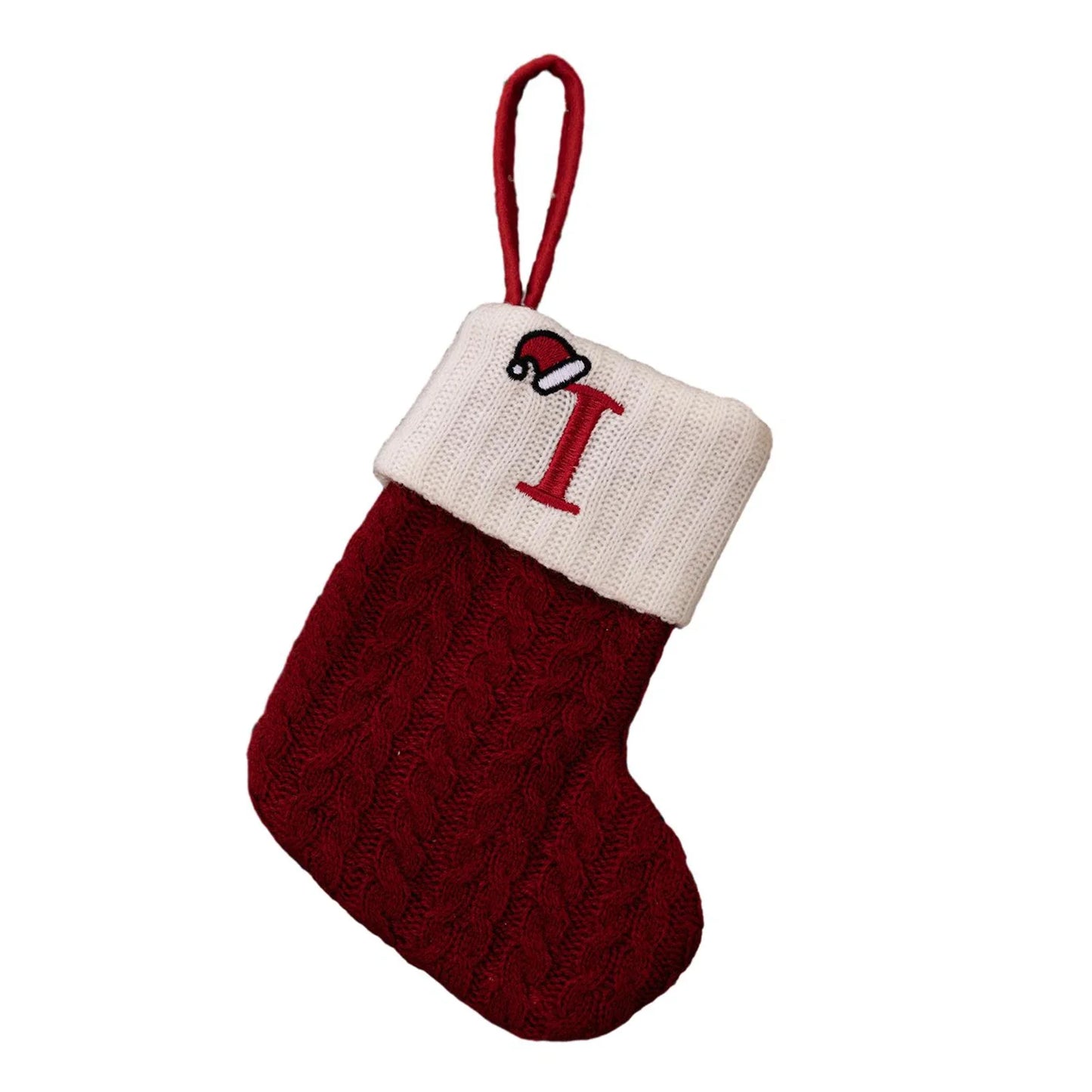 Knitted Christmas Stocking Ornament – Snowflake & Alphabet