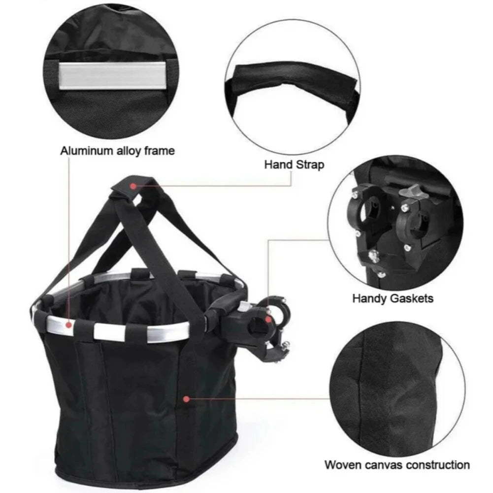 2-in-1 Bike Front Basket & Pet Carrier Bag – 5KG Handlebar Bag