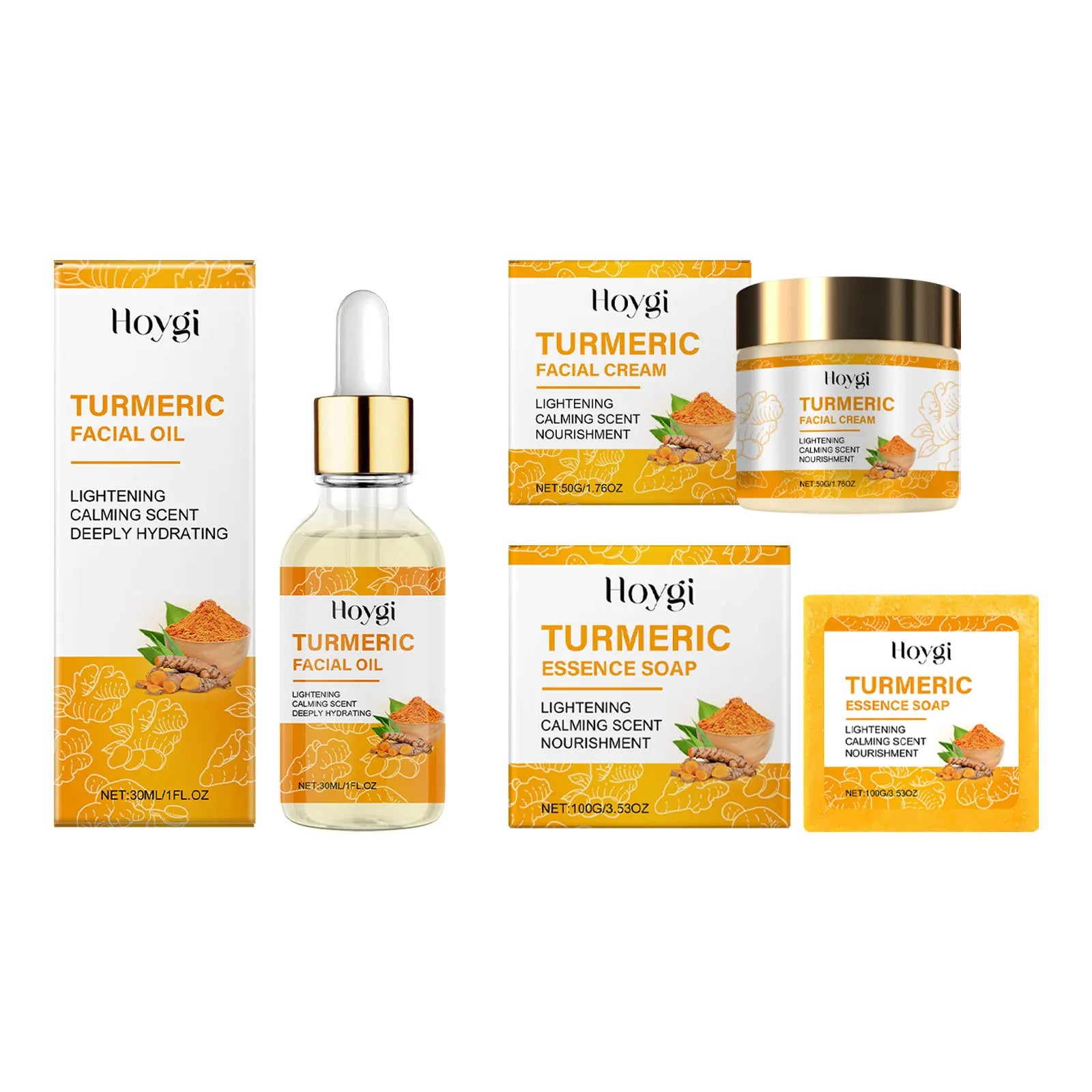 Turmeric Facial Essential Oil Repair Firming Deep Cleansing Soap Even Skin Tone Cream for Face Reduce Dullness Nourish Skin Care Peaceful Pleasures Health and Wellness All