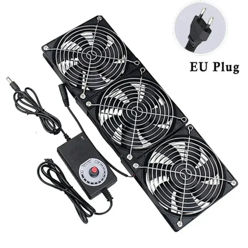 120mm 3000RPM Fan Cooling with Controller 12cm 12V 220V Btc Machine Chassis Workstation Cabinet Radiator Server Fan Peaceful Pleasures Health and Wellness 3fan EU