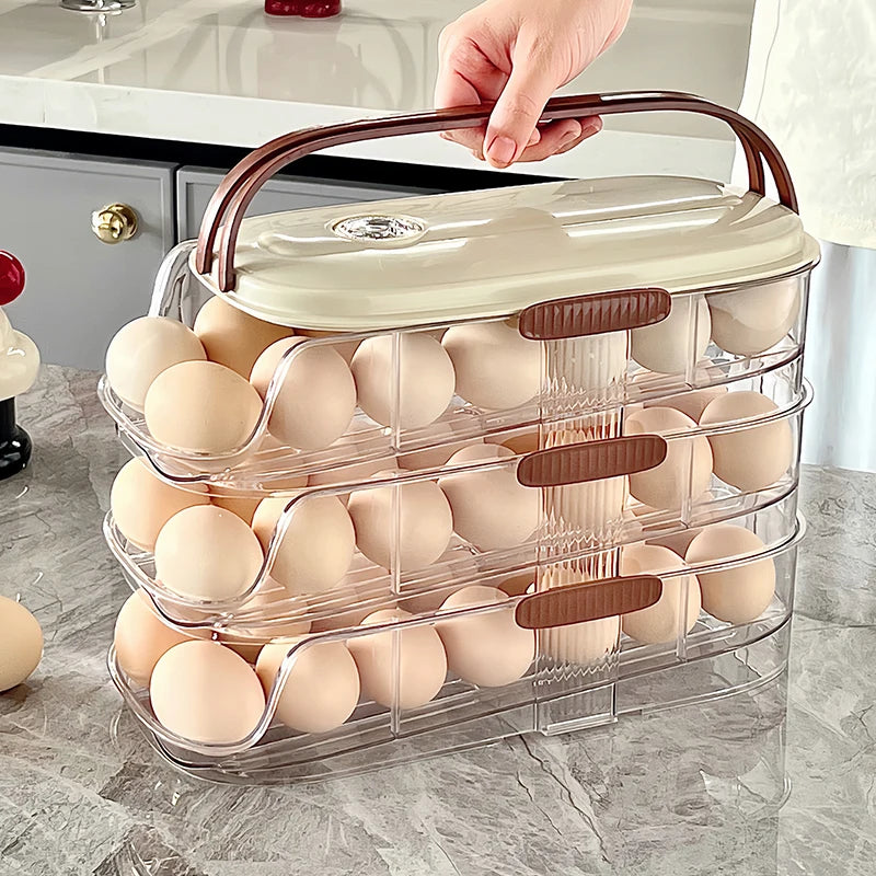 1 Pcs Egg Storage Box Automatic Rolling Refrigerator Egg Rack Storage Hand-held Egg Refrigerator Side Door Storage Rack Peaceful Pleasures Health and Wellness