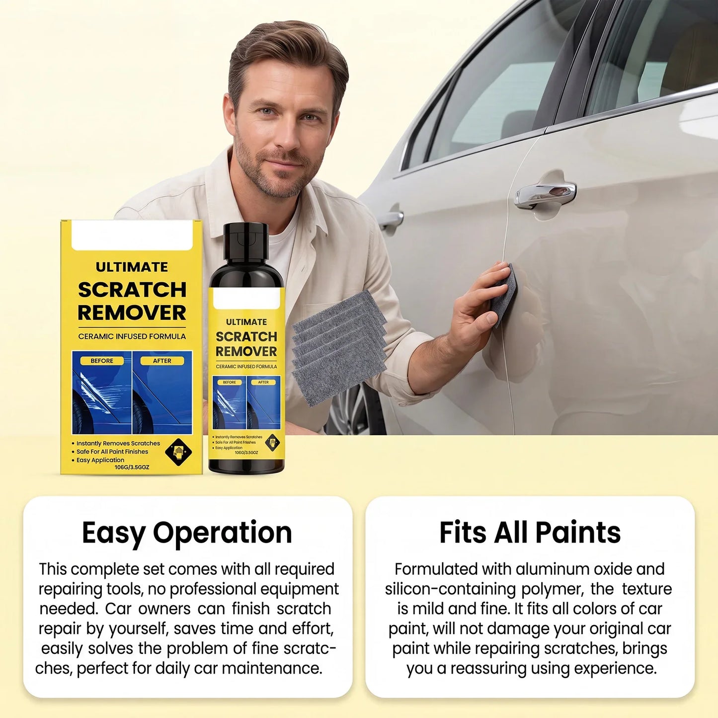 Car Scratch Remover Kit – Ceramic Formula & Nano Cloths