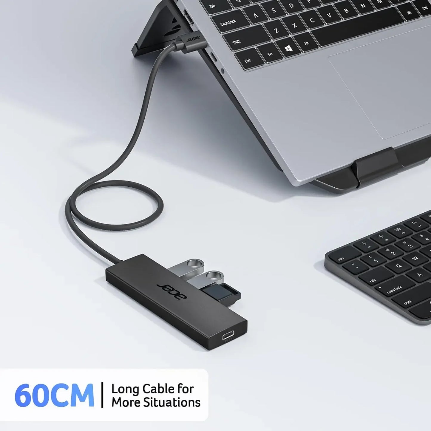 4-Port USB 3.0 Hub with Type-C Power, High-Speed Data Transfer for Laptops and PCs (2ft Cable) Peaceful Pleasures Health and Wellness