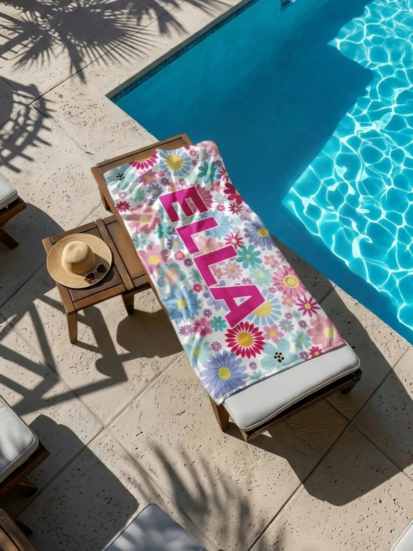 1pc Custom Name Beach Towel Kids Floral Personalized Pool Towel Soft Quick Dry Lightweight Absorbent 70x140 80x130 60x120 Gift Peaceful Pleasures Health and Wellness
