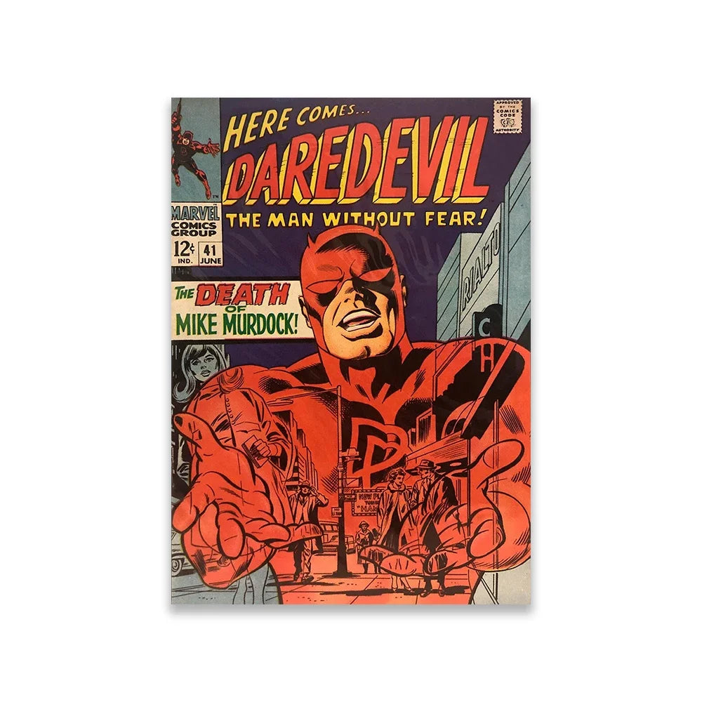Daredevil Poster Superhero Daredevil Poster Comics Art Canvas Painting Minimalist Vintage Movie Art Print Bedroom Decor Peaceful Pleasures Health and Wellness 1 35x45cm