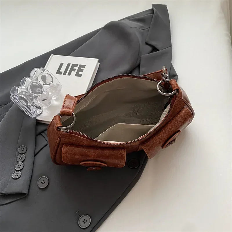 Autumn Winter New Vintage Armpit Bag for Women Stylish Trendy High Grade Texture Crescent Shoulder Bag Fashion Daily Commute Bag Peaceful Pleasures Health and Wellness