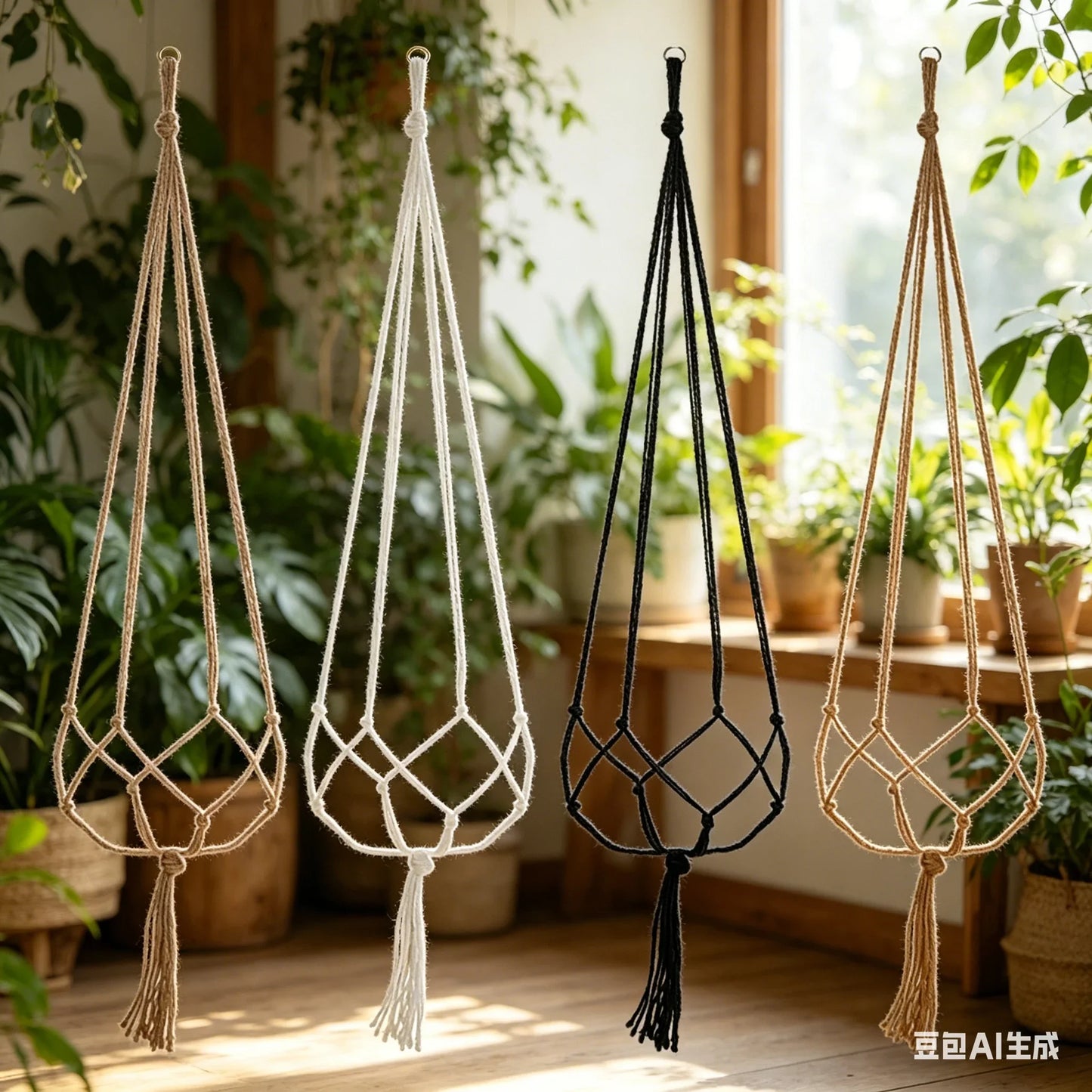 Macrame Hanging Plant Basket with Hook | Boho Planter