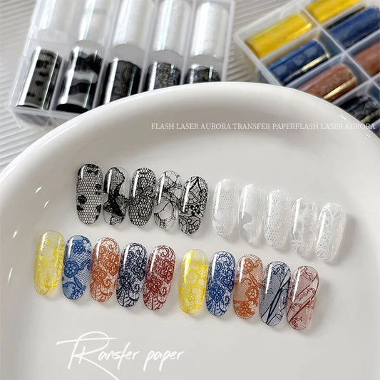 10 Rolls Vintage Lace Water Transfer Nail Decals | DIY Manicure Nail Art Decals Peaceful Pleasures Health and Wellness