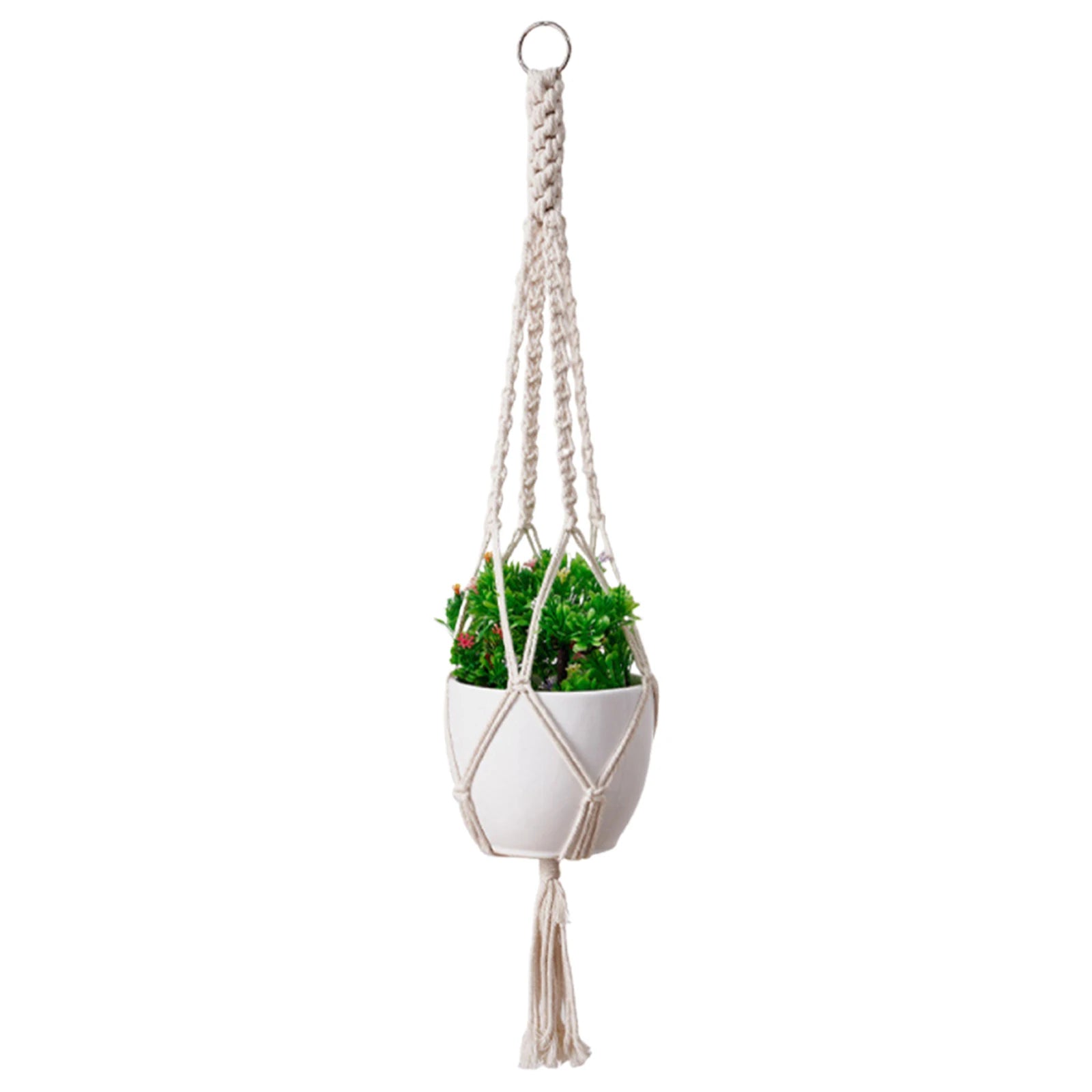 Decorative Flower Pot Holder with Tassels Flower Pot Baskets Hanging Net (Pots Not Included) for Indoor Outdoor Boho Home Decor Peaceful Pleasures Health and Wellness Cotton 74cm