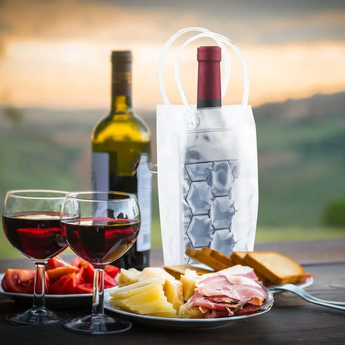 Ice Chiller Bag for Wine Bottle Cooler for Party Cooler for Red White Champagne or Sparkling Gel Cooling Holder Freestanding Peaceful Pleasures Health and Wellness