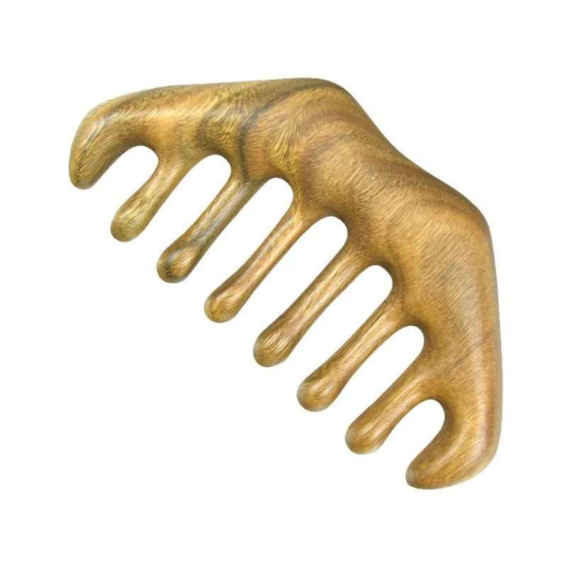 Green Sandalwood Wide Tooth Comb Head Meridian Massage Comb Acupuncture Therapy Blood Circulation Anti-static Smooth Hair Peaceful Pleasures Health and Wellness