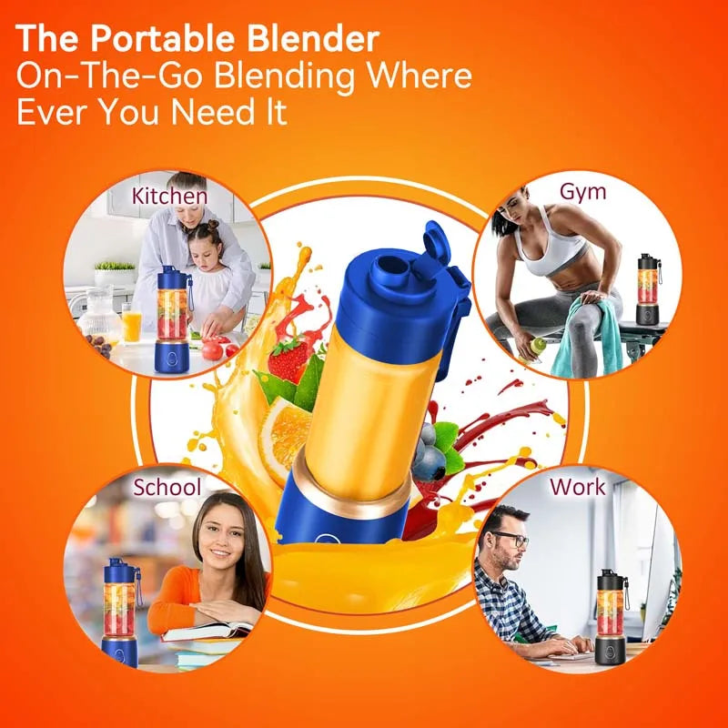 Portable USB Electric Juicer Extractor with Stainless Steel Blades Low Noise 400mL Capacity Dishwasher Safe Peaceful Pleasures Health and Wellness