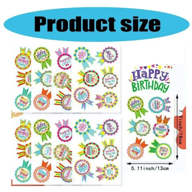 Birthday Stickers for Kids – 16 Sheets, 4 Fun Designs