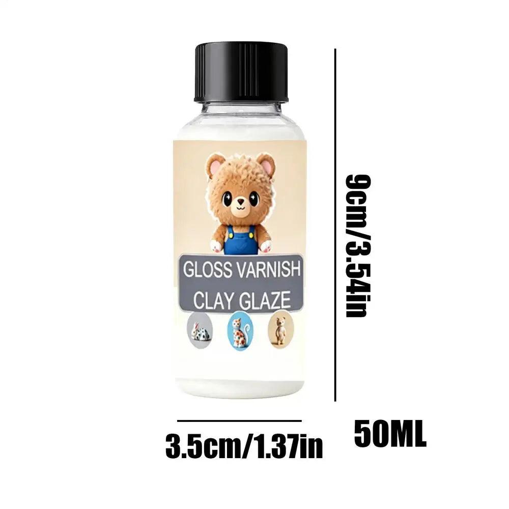 Air Dry Clay Glaze Clear Shine Varnish For Pottery Ceramic Wood Resin, Brush-On Finish Multi-Surface SealantCrafts Sculpting DIY Peaceful Pleasures Health and Wellness 50ml