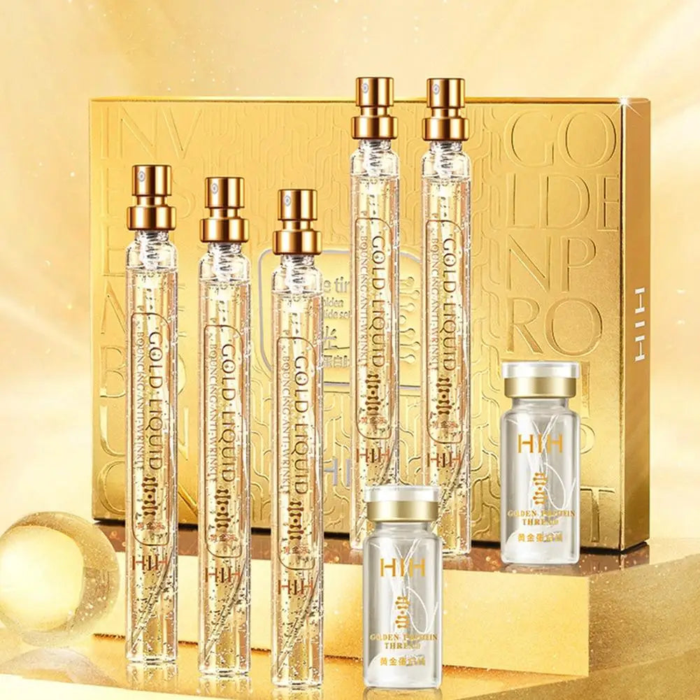 Elastic Golden Protein Peptide Collagen Essence Set Lifting Firming Moisturizing Face Skin Care Serum Thread For All Skin Types Peaceful Pleasures Health and Wellness