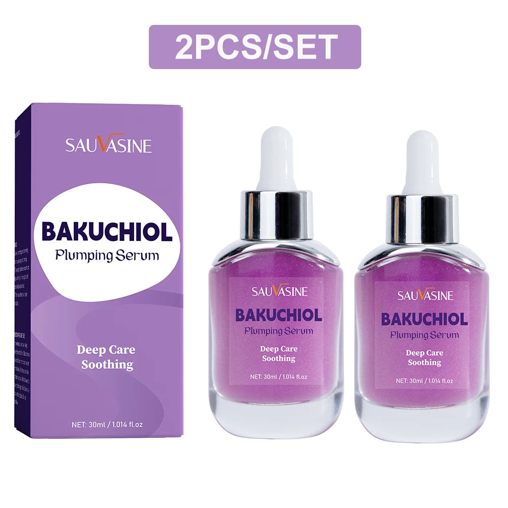 30ml Bakuchiol Plumping Serum Skin Moisturizing & Soothing Essence for Women Smoothing Fine Lines Enhances Firmness & Elasticity Peaceful Pleasures Health and Wellness 2PCS