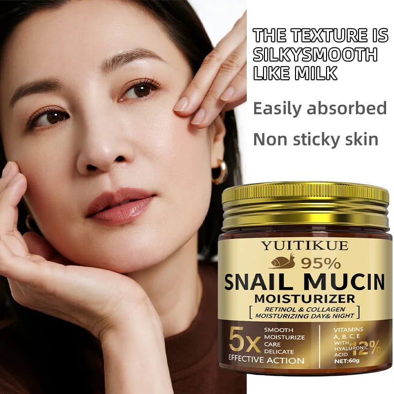 YUITIKUE 95% Snail Mucin Cream with Retinol & Collagen - For Firm, Smooth & Hydrated Skin, Day & Night Use Peaceful Pleasures Health and Wellness