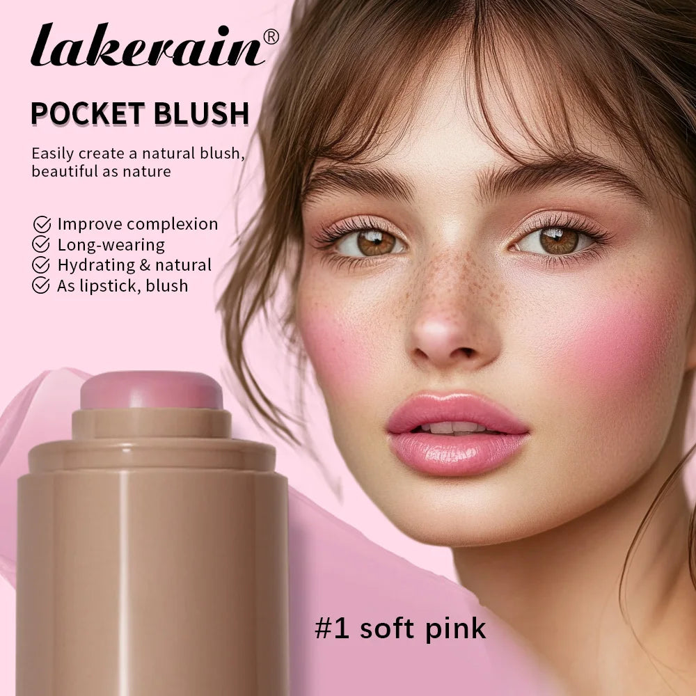 Lakerain 3in1 Cheek Lip Tinted Moistured Blush Stick Waterproof Easy Color Rouge Silky Smooth Blusher Cream Matte Contour Makeup Peaceful Pleasures Health and Wellness