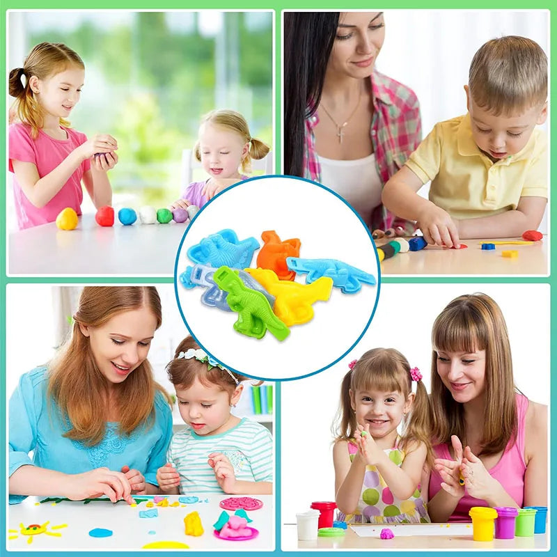 Cartoon Dinosaur World Dough Mold Kids Play Tools Plastic Molds Kits
