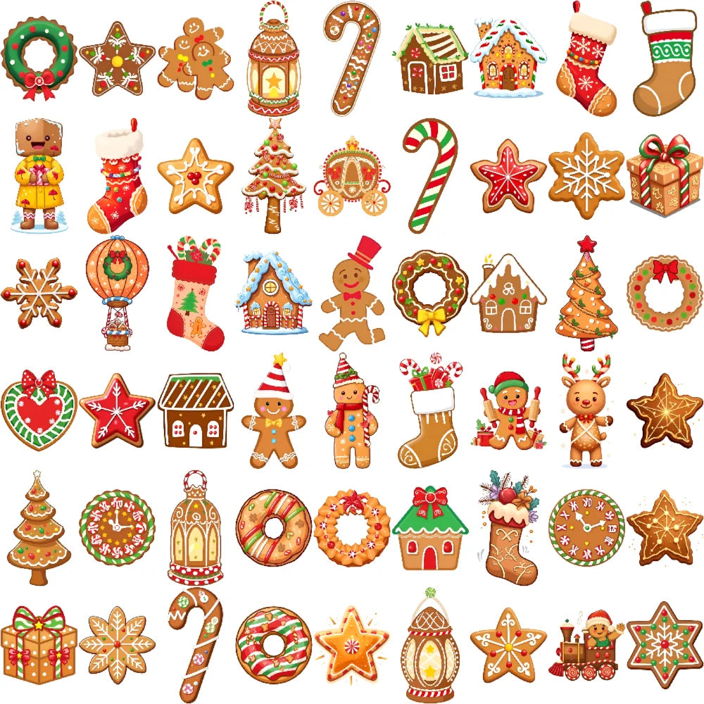 54pcs Christmas Gingerbread Man Temporary Tattoo Stickers