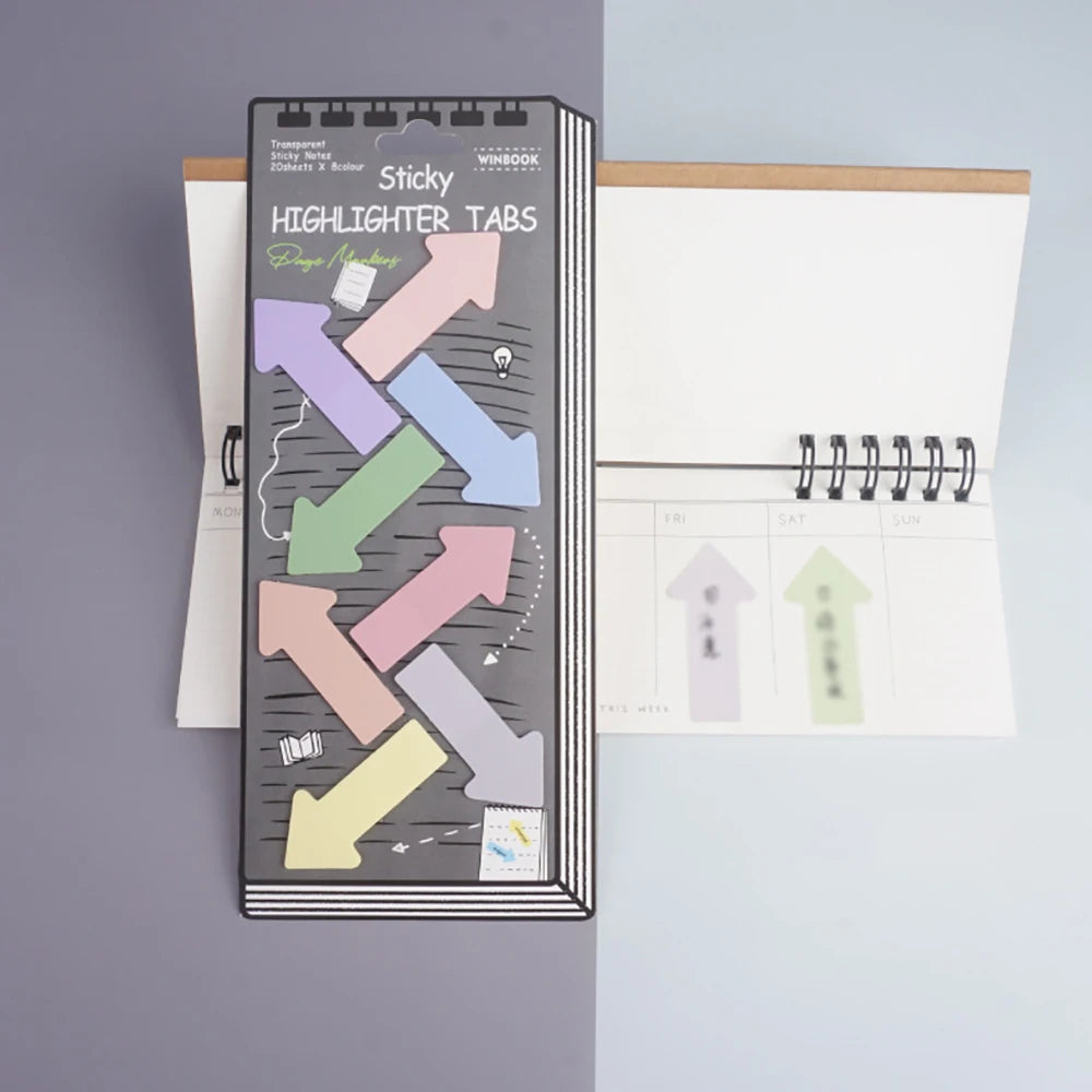 Colored Transparent Sticky Tape PET Waterproof Office Arrow Index