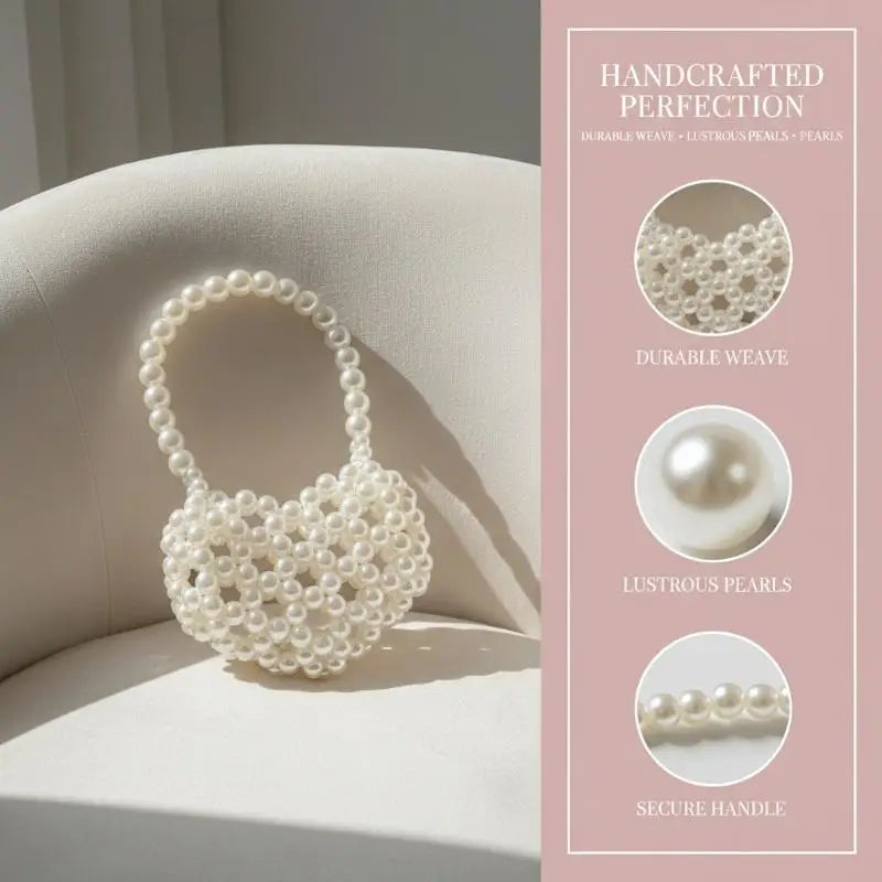 Pearl Beaded Heart Mini Bag – Cute Crossbody Handbag for Girls