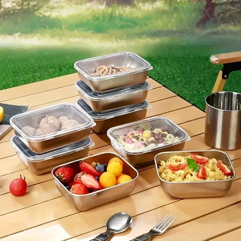 5pcs Stainless Steel Food Storage Stackable Meal Prep Boxes for Kitchen Fridge Lunch Ideal for Meal Prep Travel Kitchen Storage Peaceful Pleasures Health and Wellness