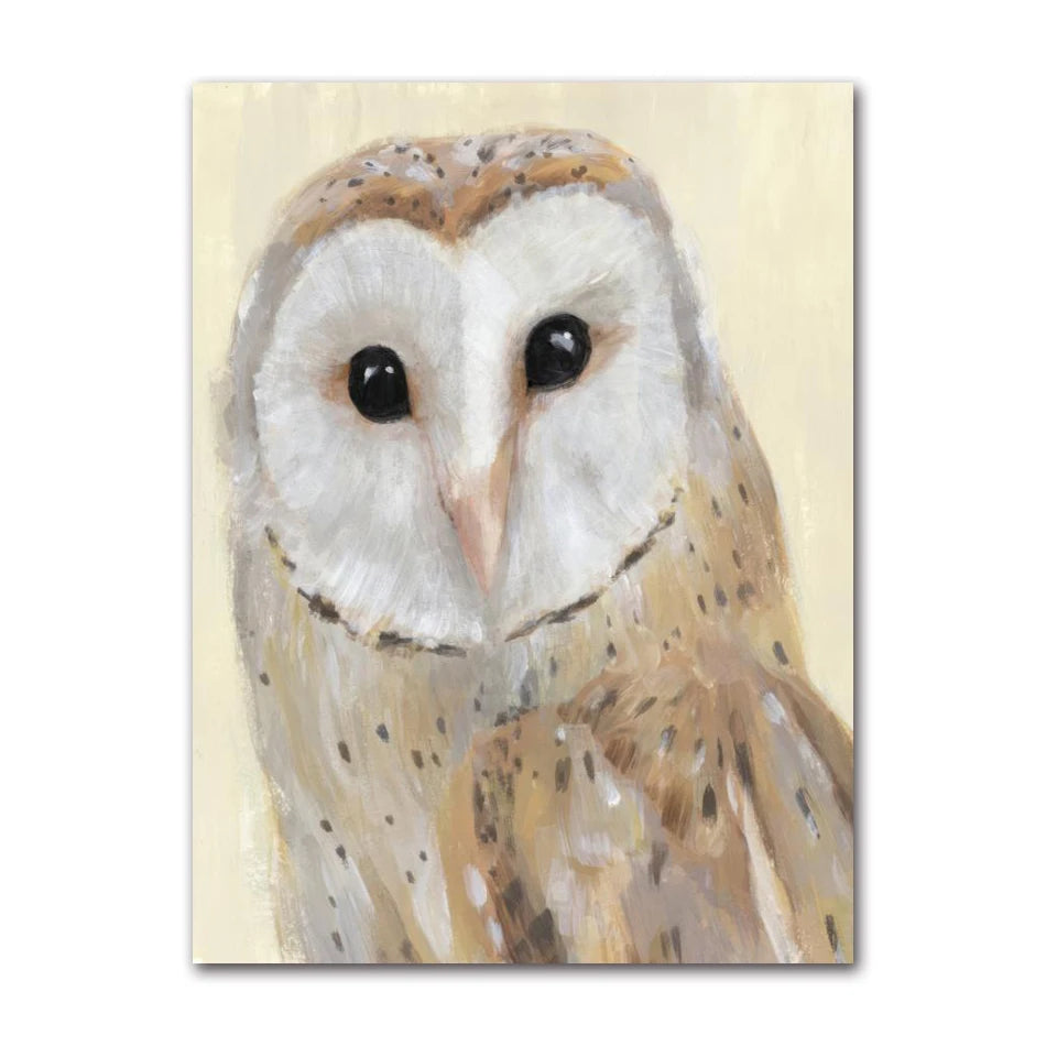 Realistic Owl Canvas Wall Art | Scandinavian Animal Poster