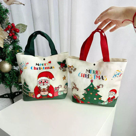 Christmas Canvas Tote Bags – Santa, Reindeer & Snowman Gift Bags Holiday Gift Bag Peaceful Pleasures Health and Wellness