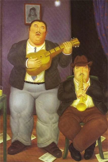 Fernando Botero Famous Oil Painting Fat Couple Dancing Posters Canvas Painting Living Room Wall Mural Picture Decoration Peaceful Pleasures Health and Wellness