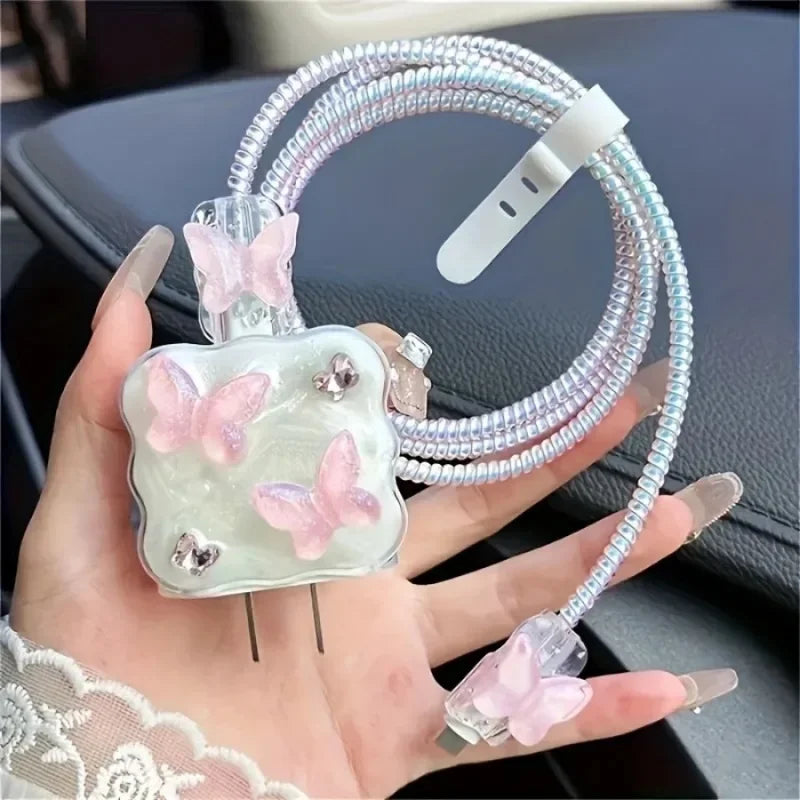 Butterfly Charger Protective Case Cable Protector For iPhone 18W/20W Fast Charging Cable Data Anti-break Charger Protective Rope Peaceful Pleasures Health and Wellness
