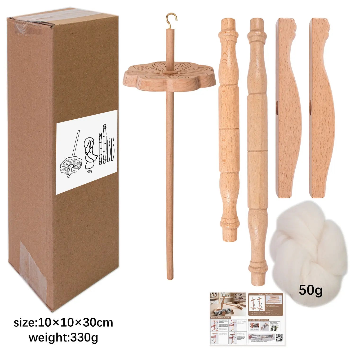 Medium-Sized Beechwood Niddy Noddy, Skein Yarn Winder, Handcrafted Yarn Swift for Skein Making & Wool Winding Peaceful Pleasures Health and Wellness