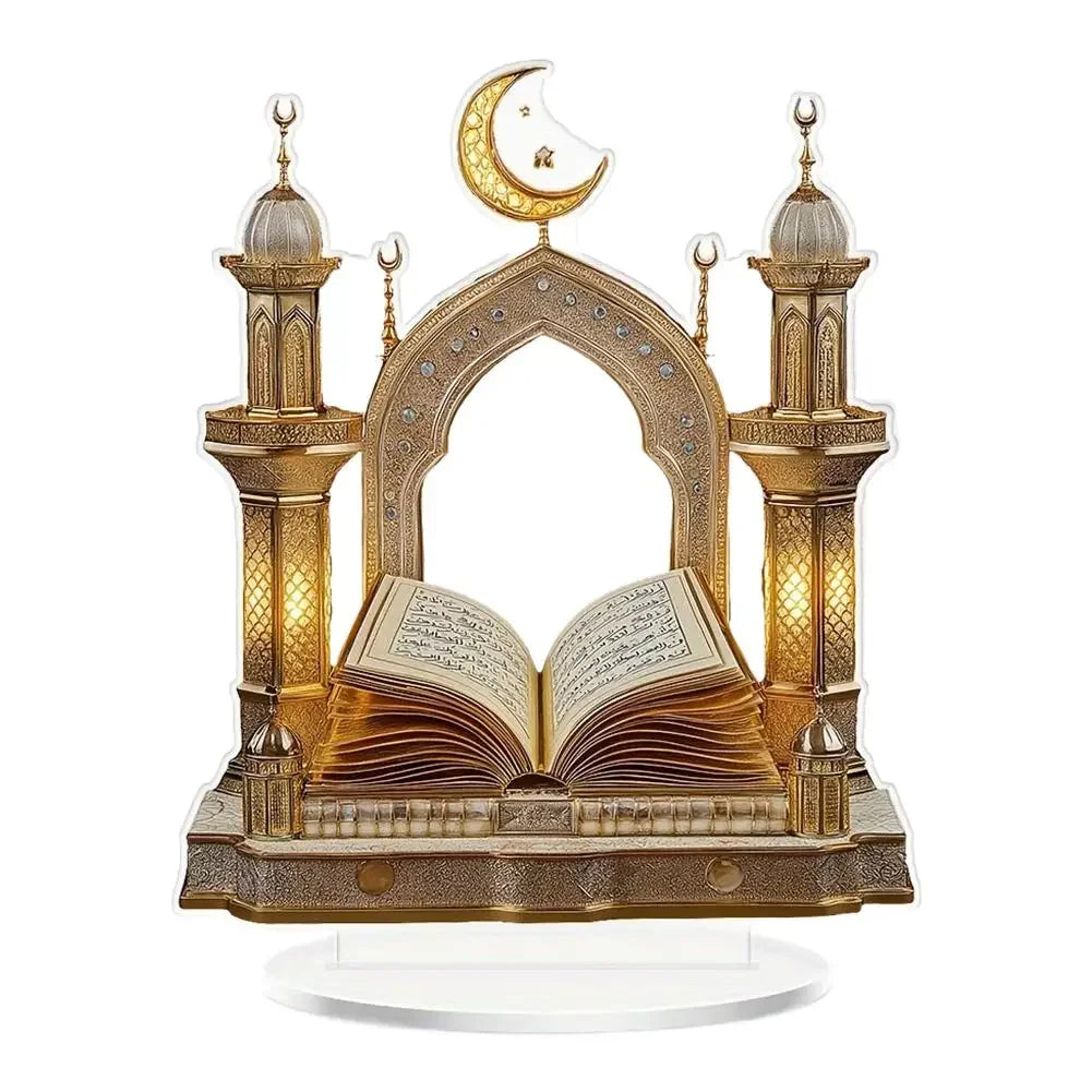 1pc 2D Quran Acrylic Desktop Decor - Ramadan Moon Star Design, Eid Al-Fitr Home Ornament, Muslim Festival Decoration Gift Peaceful Pleasures Health and Wellness 2D