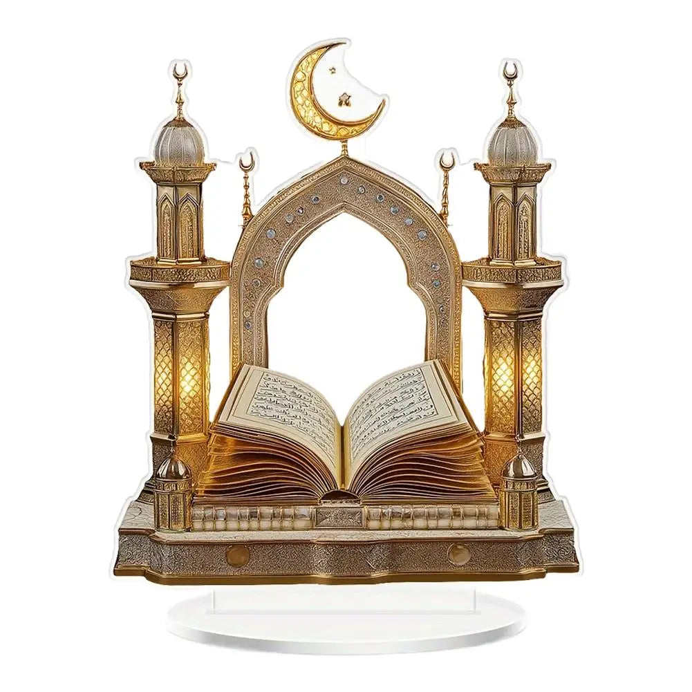 2D Acrylic Quran Desktop Decor – Ramadan Moon Star Ornament