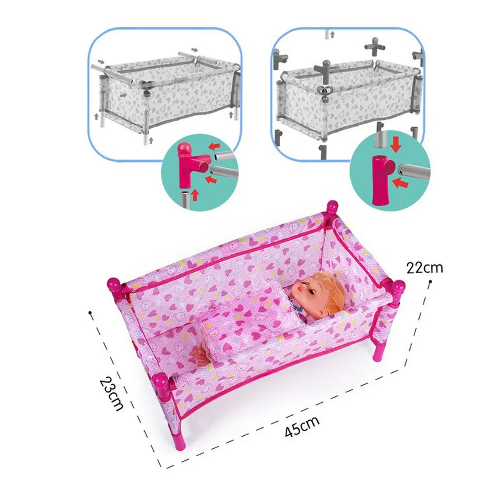 Reborn Doll Crib Bed Set – Mini Baby Doll Furniture with Quilt