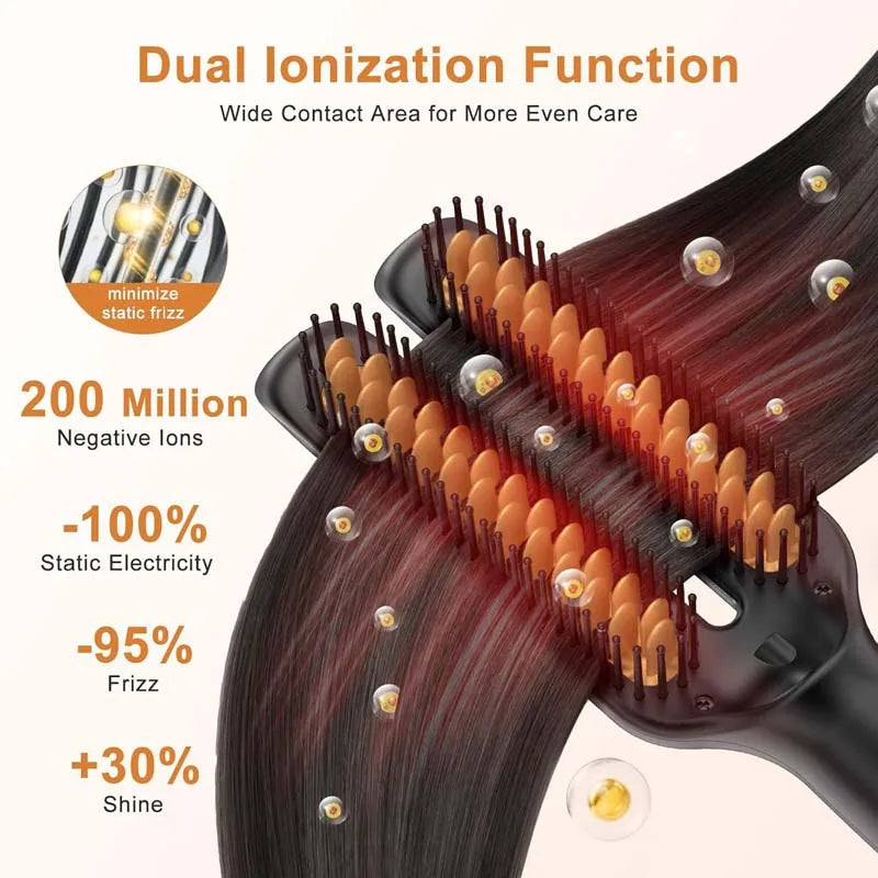 Hair Straightener Brush 2 In 1 Quick Heating Smoothing Brush Lcd Digital Anti Scalding One Step Hair Straightener Comb Peaceful Pleasures Health and Wellness