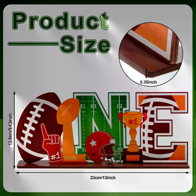 1st Birthday Sports Wooden "ONE" Sign – Football Party Decor