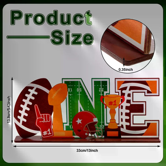 1st Birthday Sports Wooden "ONE" Sign – Football Party Decor Party Wooden Sign Oasis Select