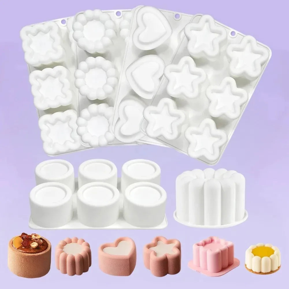 Silicone Molds for Baking, Flower Heart Star Shape Chocolate Mousse Cake Molds, Reusable Pastry Dessert Cups, Wedding Cake Peaceful Pleasures Health and Wellness