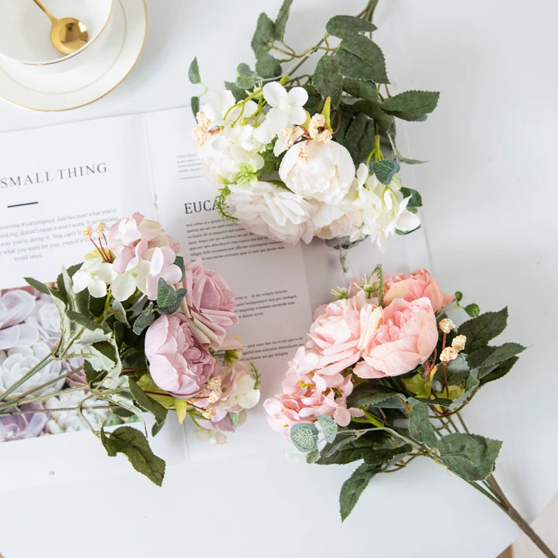 Silk Artificial Rose Peony Bouquet – Wedding & Home Décor