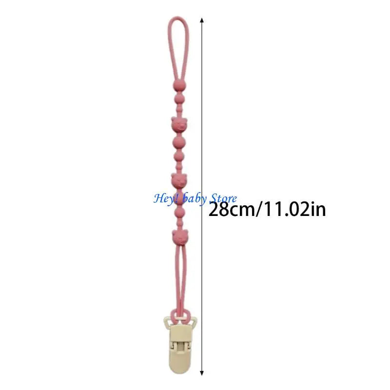 Bear Pattern Silicone Baby Pacifier Clip Chain | Safe Soother