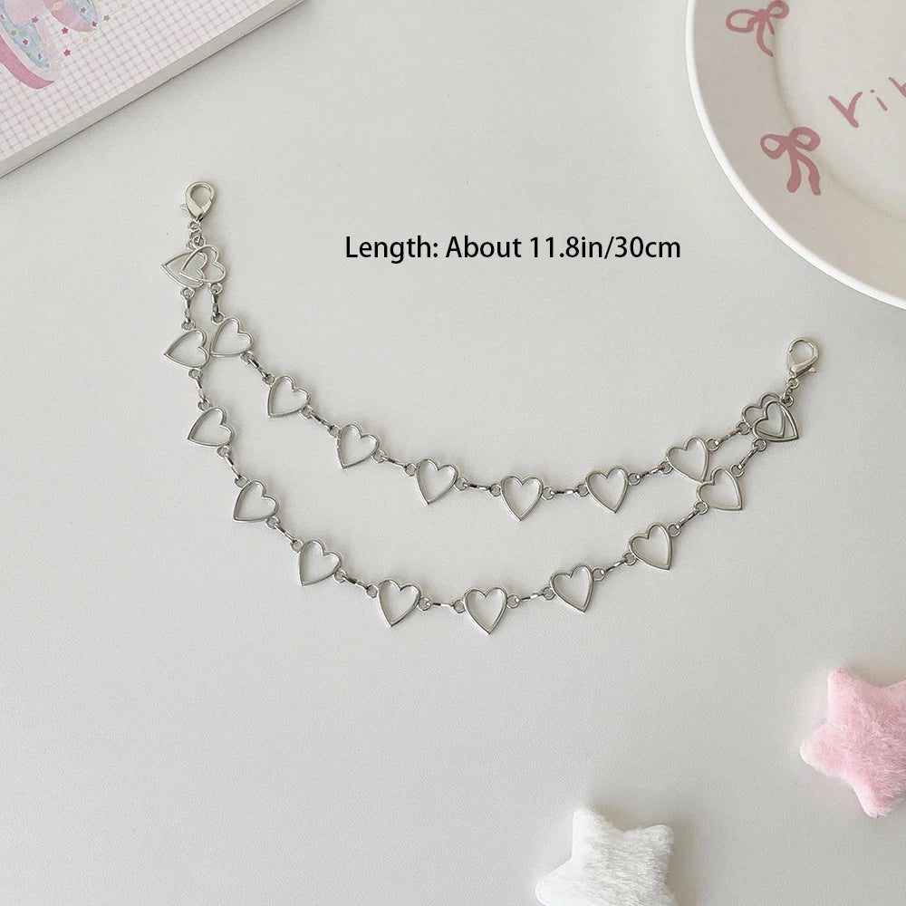 Sweet Cool Double Layered Love Chain Bag Buckle Student DIY Star