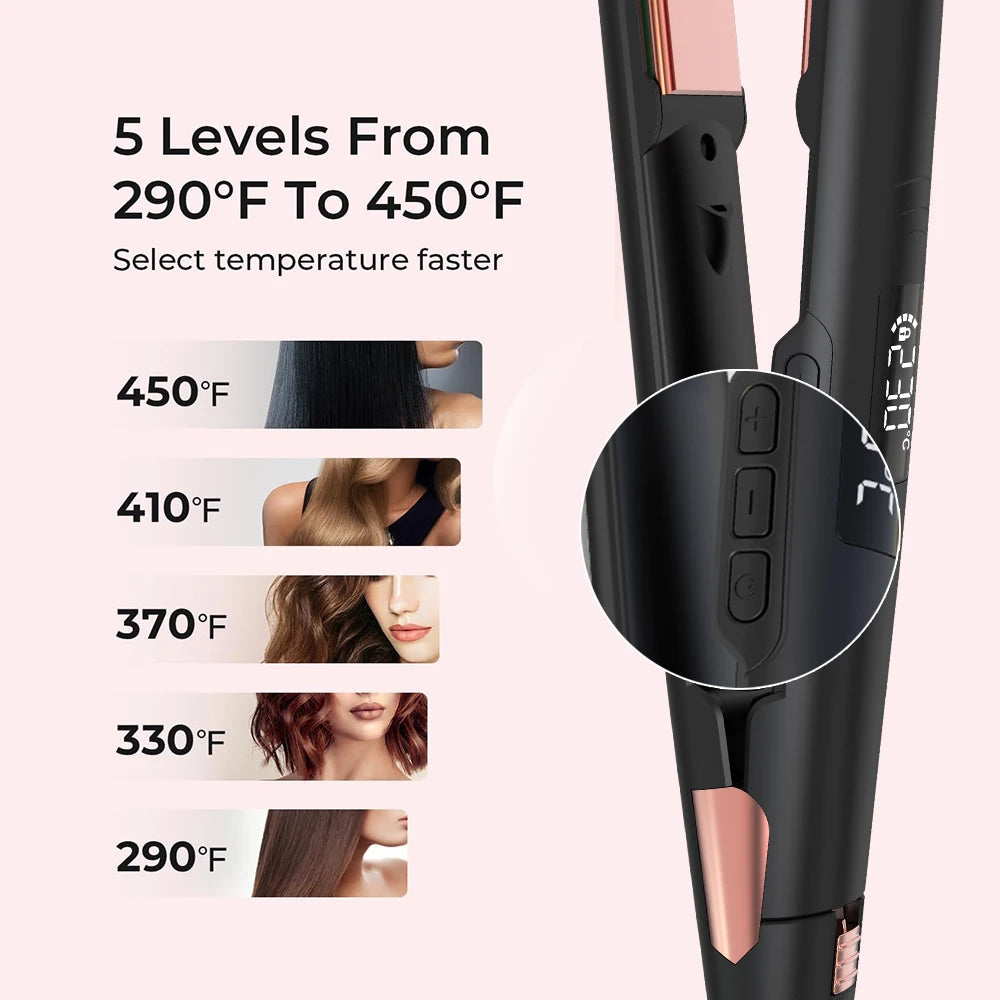 Flat Iron Straightener & Curler 2-in-1 with Quick Heating, 1-Inch Professional Hair Straightener with Adjustable Temperature Peaceful Pleasures Health and Wellness