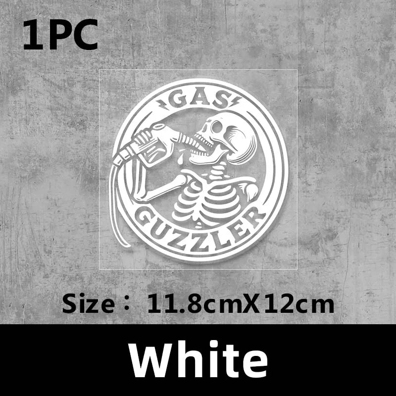 Skull Gas Guzzler Funny Car Sticker | Waterproof Decal